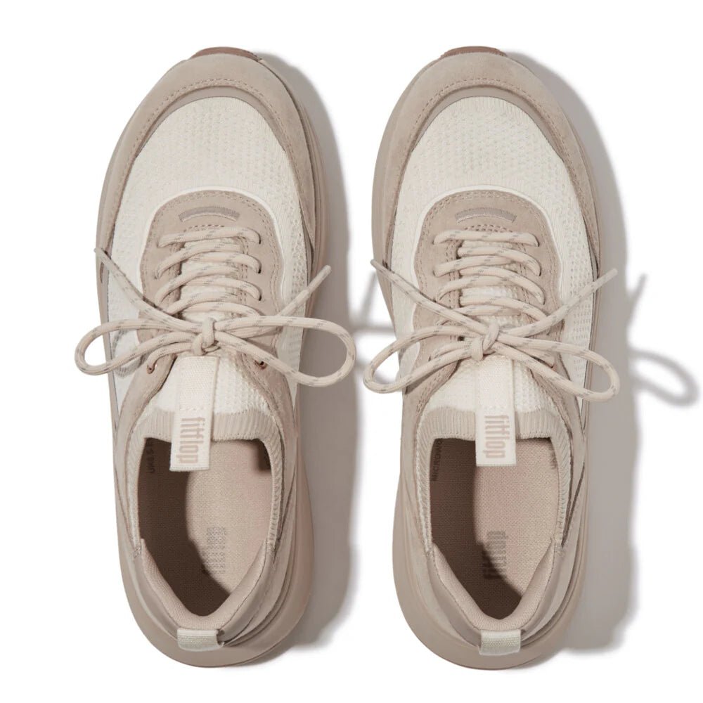 FitFlop F - Mode Knit/Suede Flatform Slip - On Trainers Stone Beige - Shopping4Africa