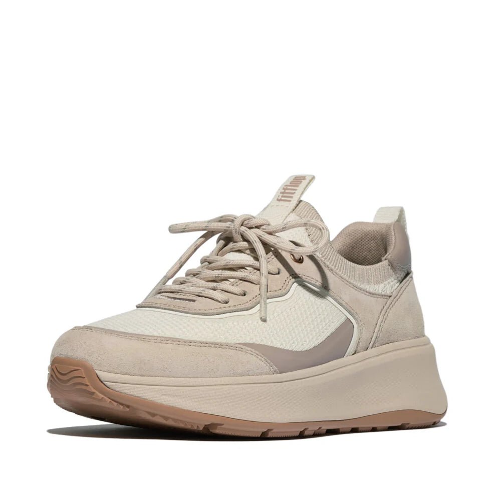 FitFlop F - Mode Knit/Suede Flatform Slip - On Trainers Stone Beige - Shopping4Africa