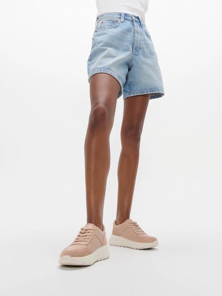 FitFlop F - Mode Leather/Suede Flatform Trainers Classic Beige - Shopping4Africa