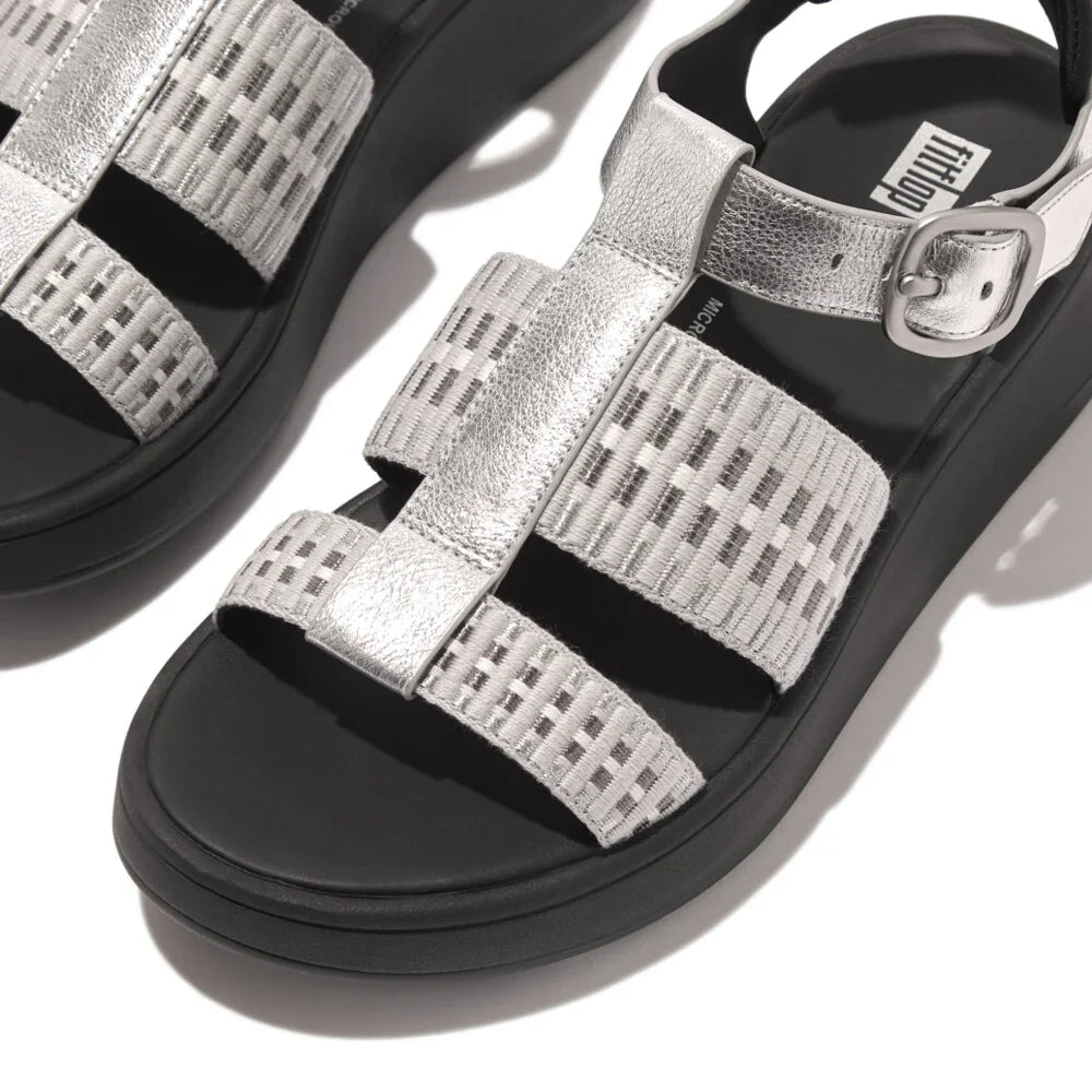 FitFlop - F - MODE Metallic - Leather/Webbing Flatform Fisherman Sandals Silver - Shopping4Africa