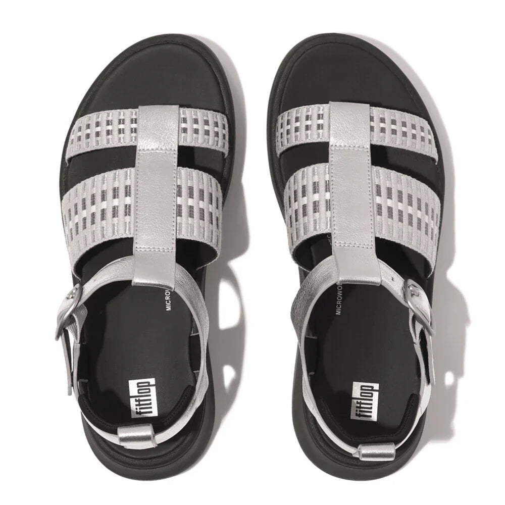 FitFlop - F - MODE Metallic - Leather/Webbing Flatform Fisherman Sandals Silver - Shopping4Africa