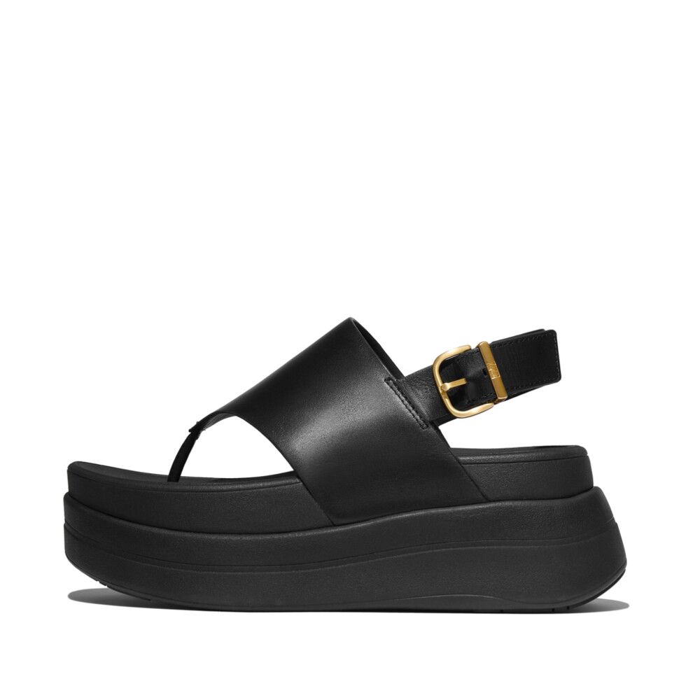 FitFlop F - Mode Stack Leather Back - Strap Toe - Post Sandals Black - Shopping4Africa