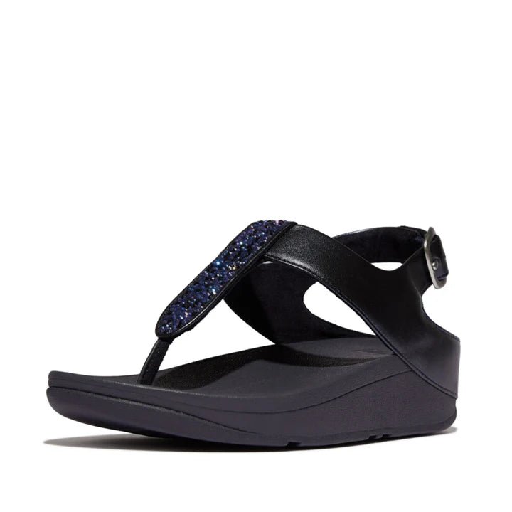 FitFlop Fino Crystal Mix T - Strap Sandals Midnight - Navy - Shopping4Africa