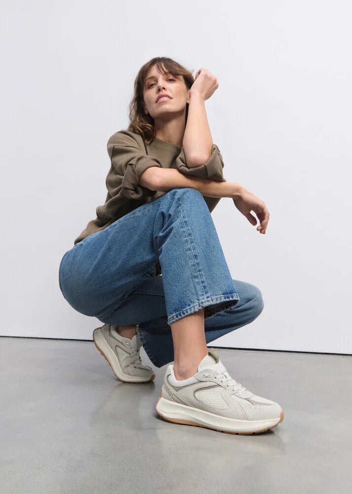 FitFlop Flow Suede/Mesh Flatform Trainers Paris Beige - Shopping4Africa
