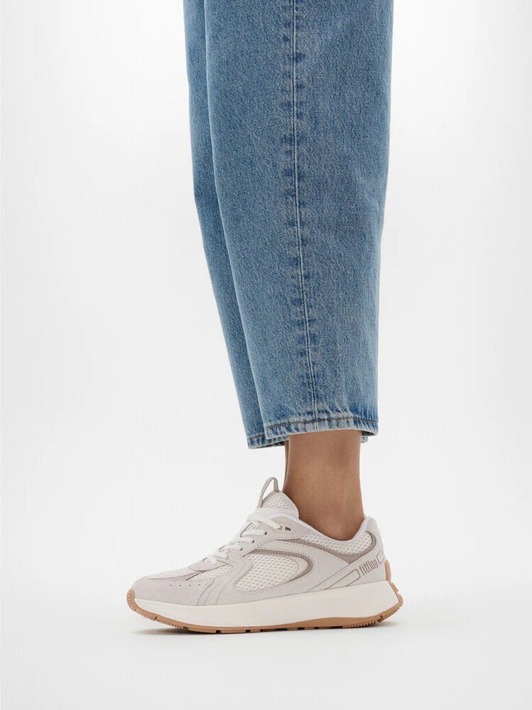 FitFlop Flow Suede/Mesh Flatform Trainers Sneakers Urban White - Shopping4Africa