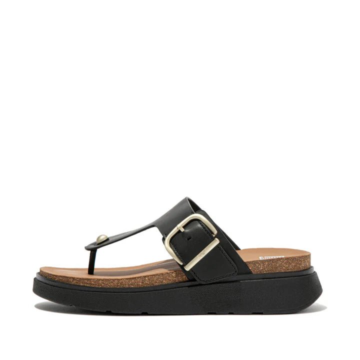 FitFlop Gen - FF Adjustable Buckle Leather Toe Post Sandals Black - Shopping4Africa