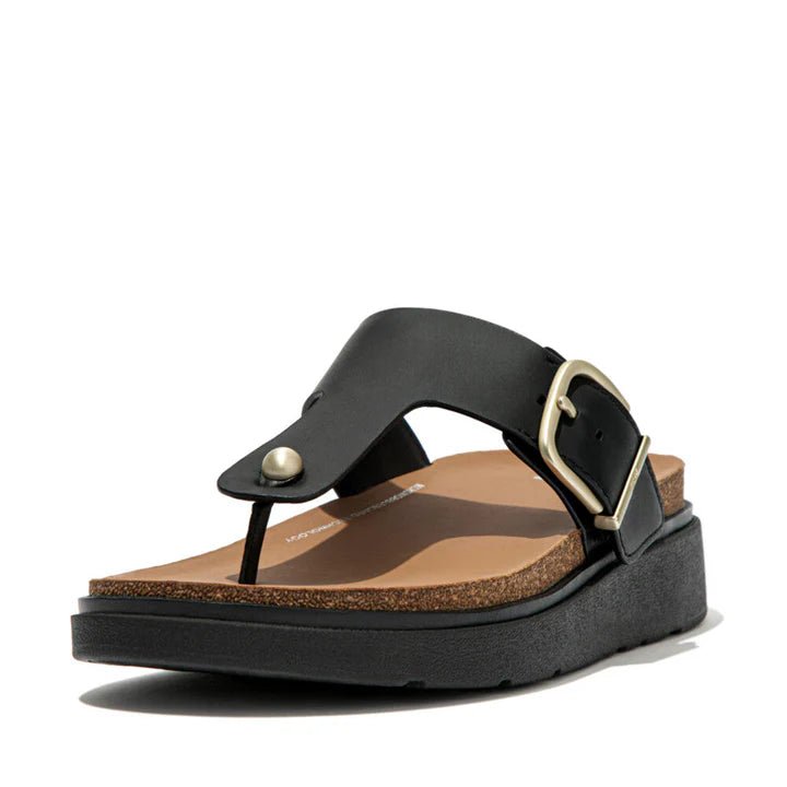 FitFlop Gen - FF Adjustable Buckle Leather Toe Post Sandals Black - Shopping4Africa