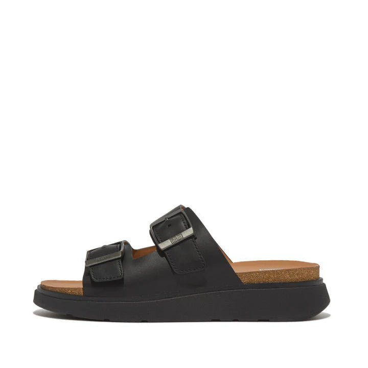 FitFlop Gen - FF Mens Buckle Two - Bar Leather Slides Black - Shopping4Africa