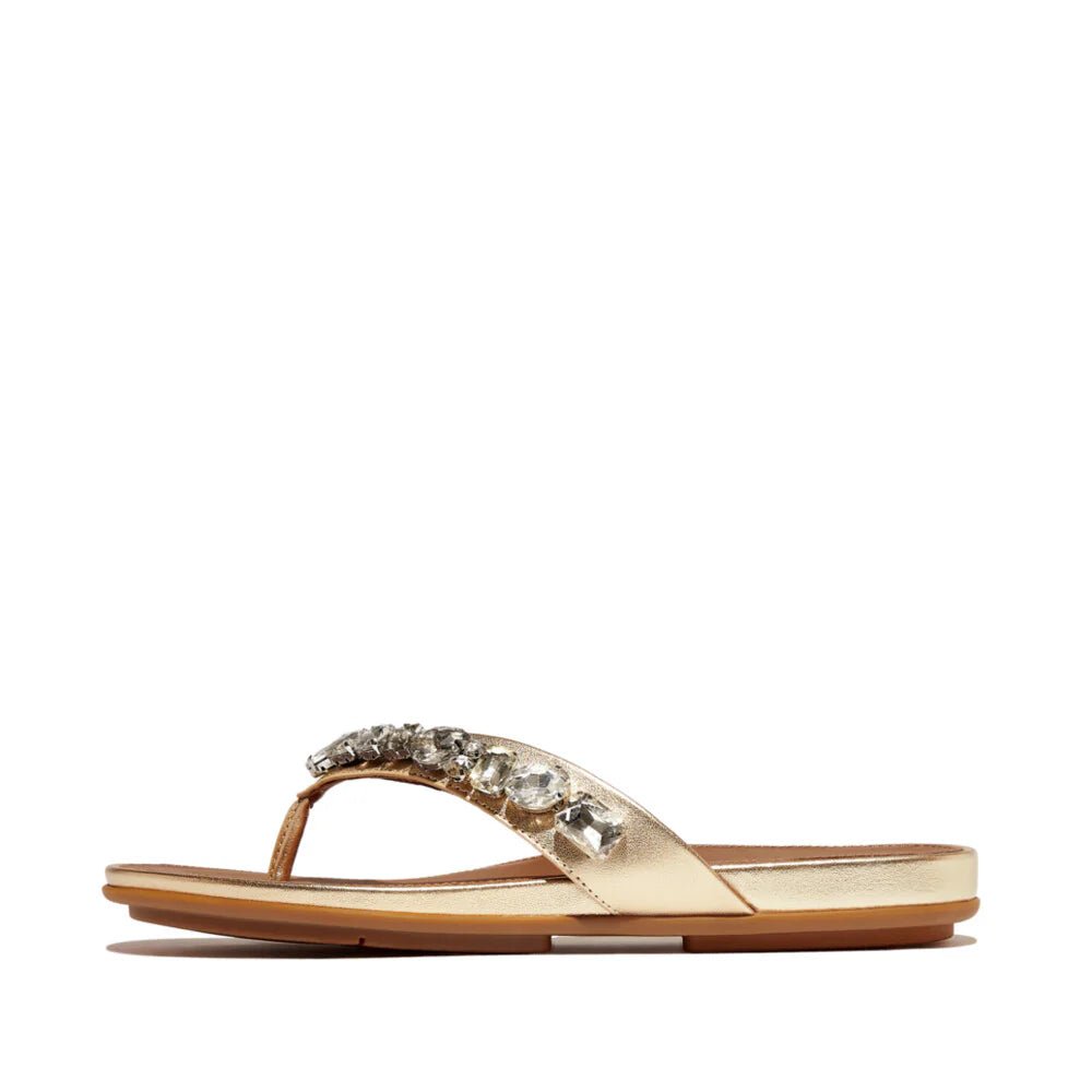 FitFlop Gracie Jewel - Deluxe Metallic - Leather Flip - Flops Platino - Shopping4Africa