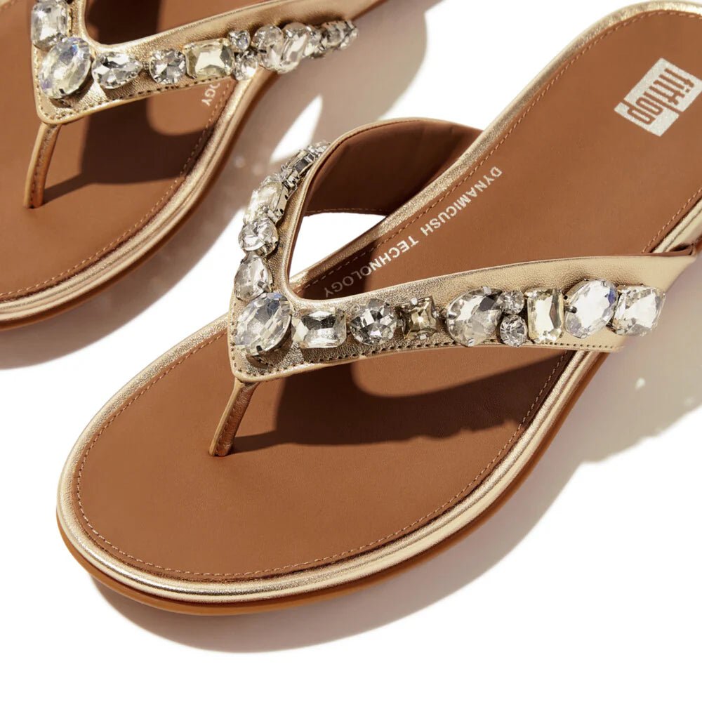 FitFlop Gracie Jewel - Deluxe Metallic - Leather Flip - Flops Platino - Shopping4Africa