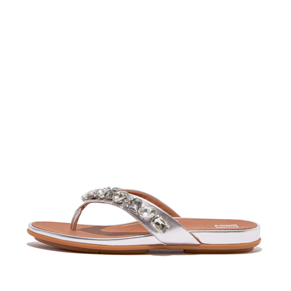 FitFlop Gracie Jewel - Deluxe Metallic - Leather Flip - Flops Silver - Shopping4Africa
