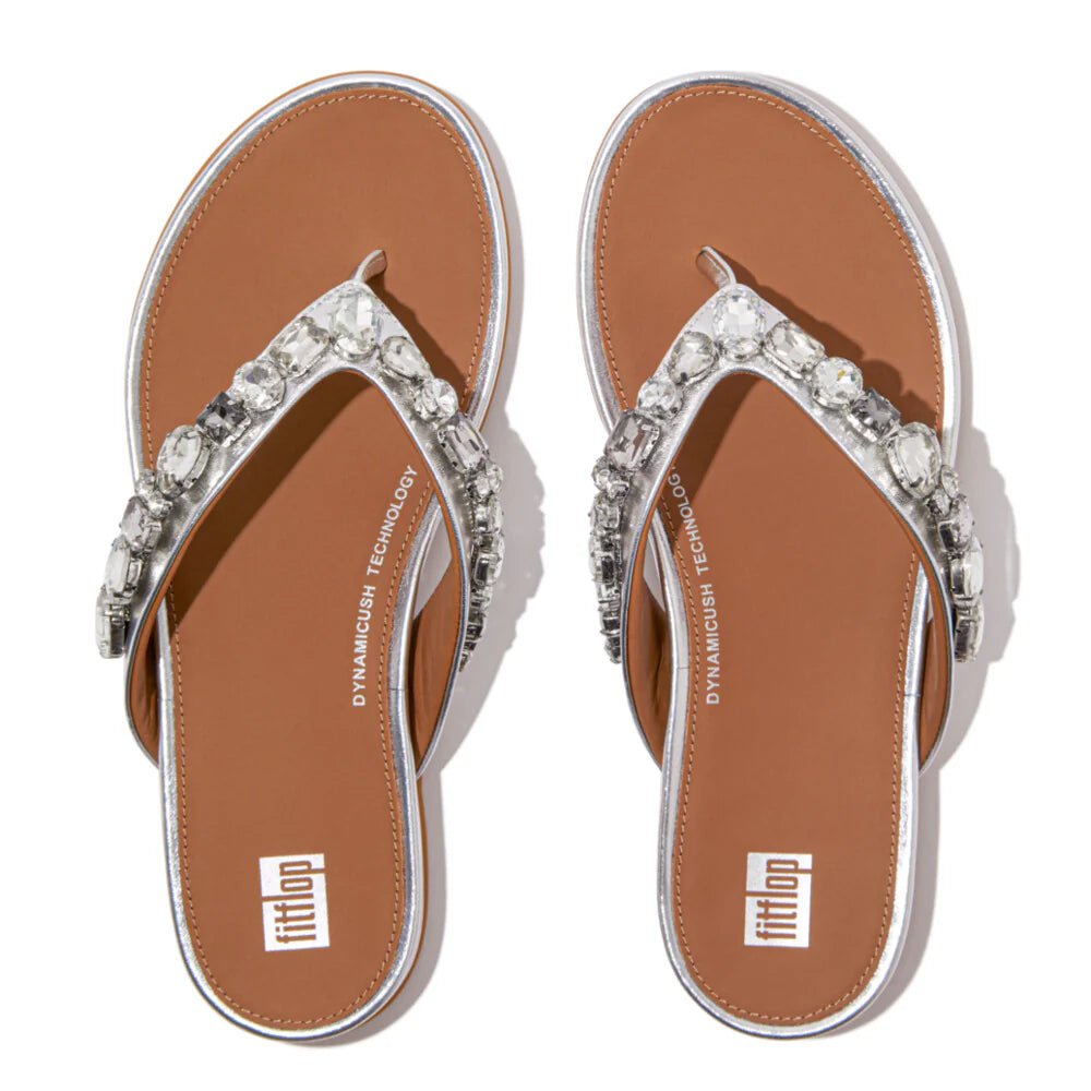 FitFlop Gracie Jewel - Deluxe Metallic - Leather Flip - Flops Silver - Shopping4Africa