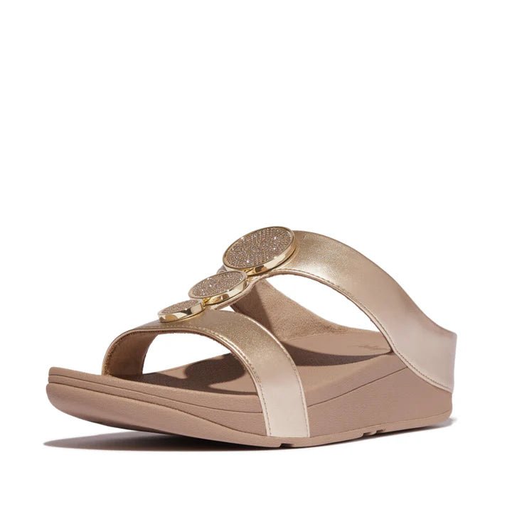 FitFlop Halo Bead - Circle Metallic H - Bar Slides Metallic Latte - Beige - Shopping4Africa