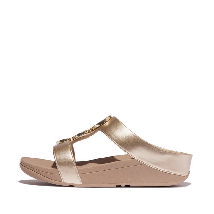 FitFlop Halo Bead - Circle Metallic H - Bar Slides Metallic Latte - Beige - Shopping4Africa