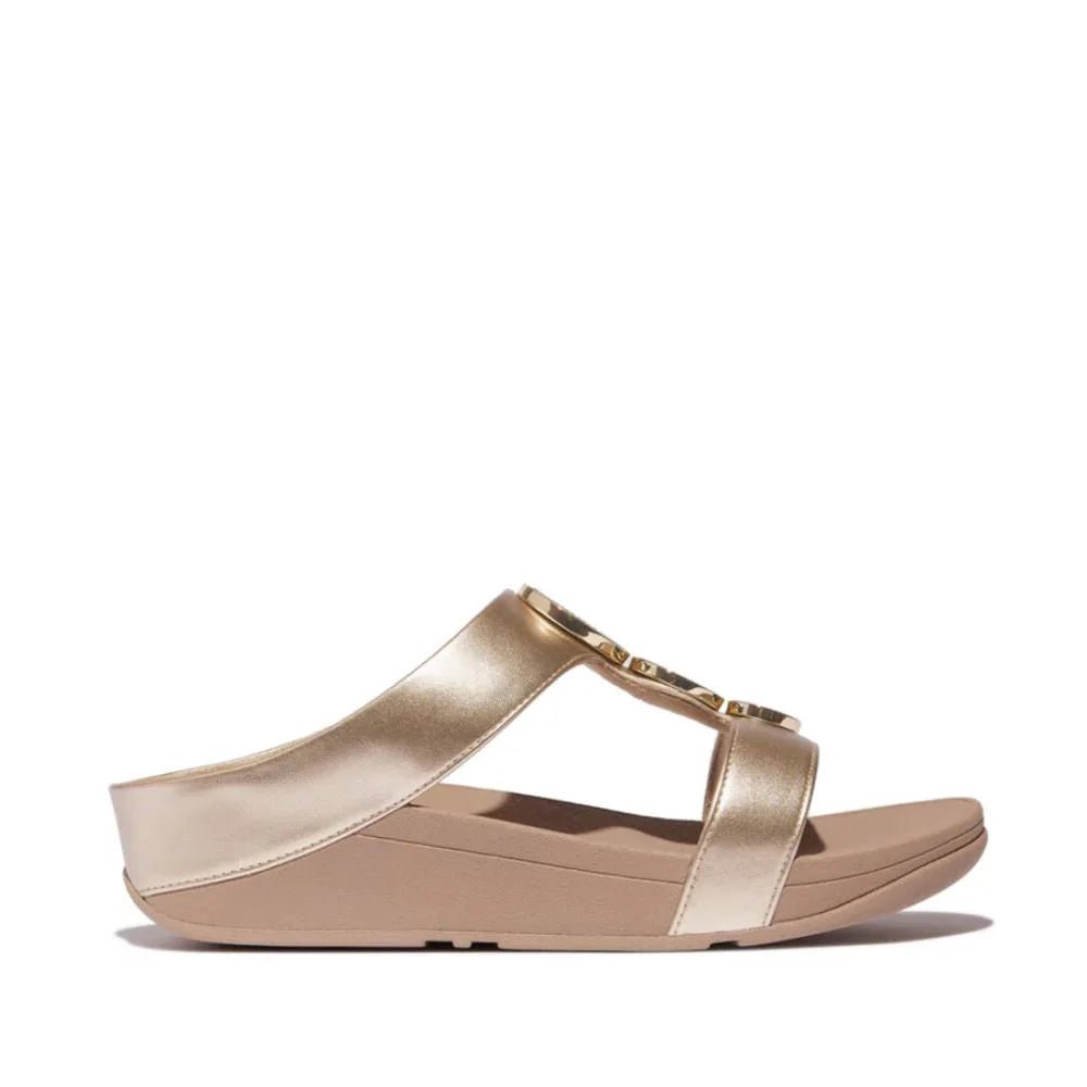 FitFlop Halo Bead - Circle Metallic H - Bar Slides Metallic Latte - Beige - Shopping4Africa