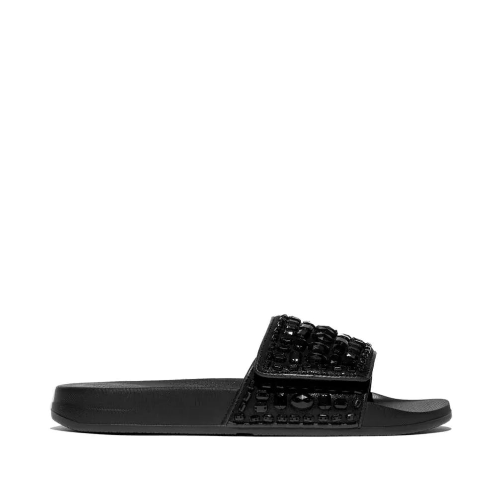 FitFlop iQushion Adjustable Multi - Crystal Slides Black - Shopping4Africa