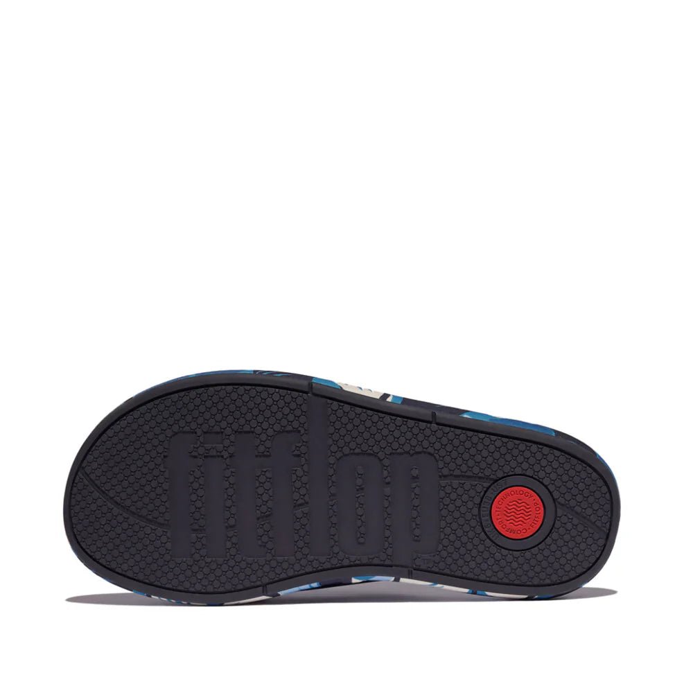 FitFlop - iQushion D - Luxe Padded Flowerz Cross Slides Blue Mix - Shopping4Africa