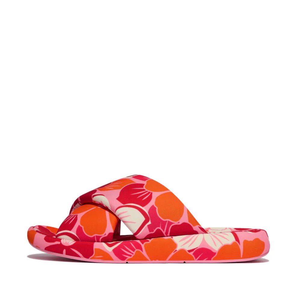 FitFlop - iQushion D - Luxe Padded Flowerz Cross Slides Redberry Mix - Shopping4Africa