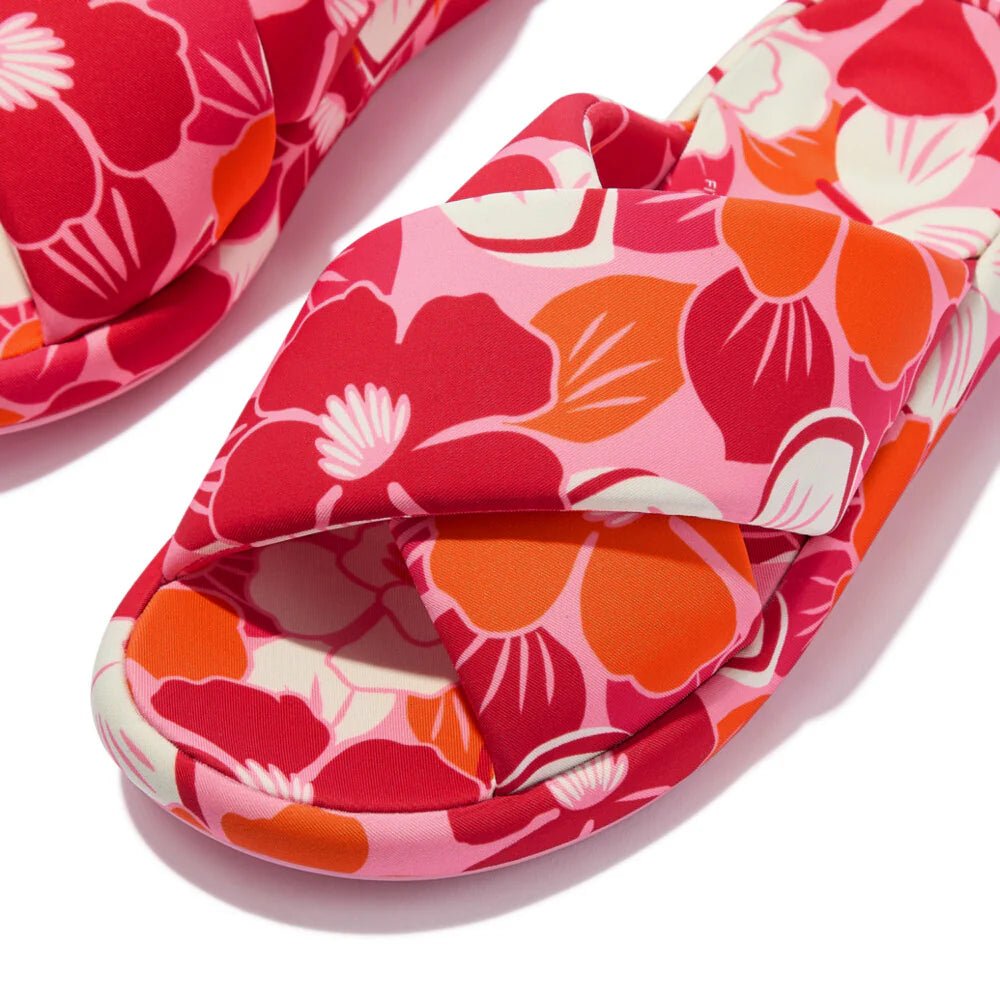 FitFlop - iQushion D - Luxe Padded Flowerz Cross Slides Redberry Mix - Shopping4Africa
