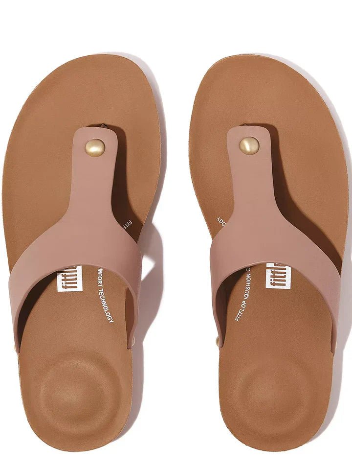 FitFlop - IQushion Leather Toe - Post Sandals Beige Buff - Shopping4Africa