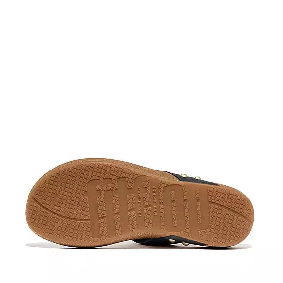 FitFlop - IQushion Leather Toe - Post Sandals Black - Shopping4Africa