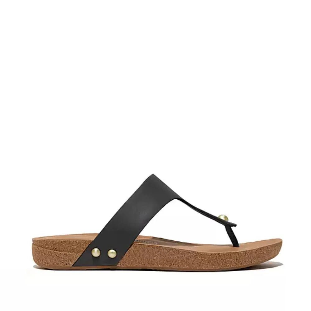 FitFlop - IQushion Leather Toe - Post Sandals Black - Shopping4Africa