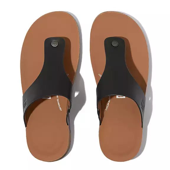 FitFlop IQushion Mens Leather Toe - Post Sandals Black - Shopping4Africa