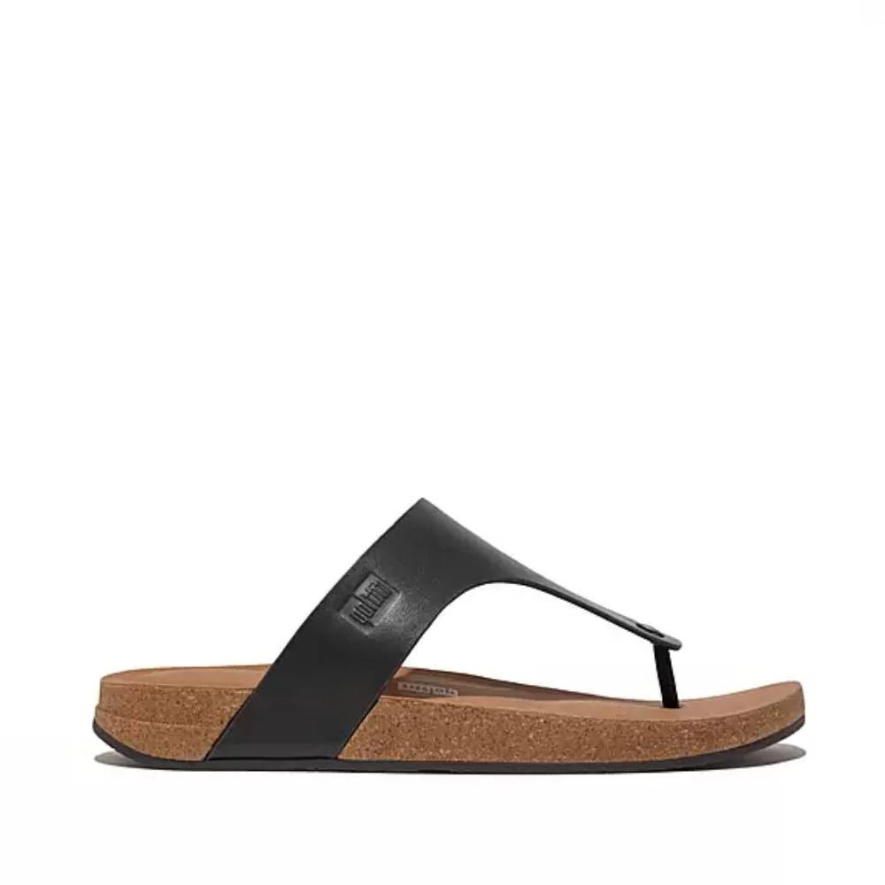 FitFlop IQushion Mens Leather Toe - Post Sandals Black - Shopping4Africa