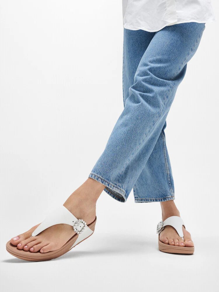 Fitflop - Lulu - Crystal - Buckle Leather Toe - Post Sandals Urban White - Shopping4Africa
