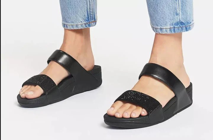 FitFlop Lulu Crystal Slide Sandals All Black - Shopping4Africa