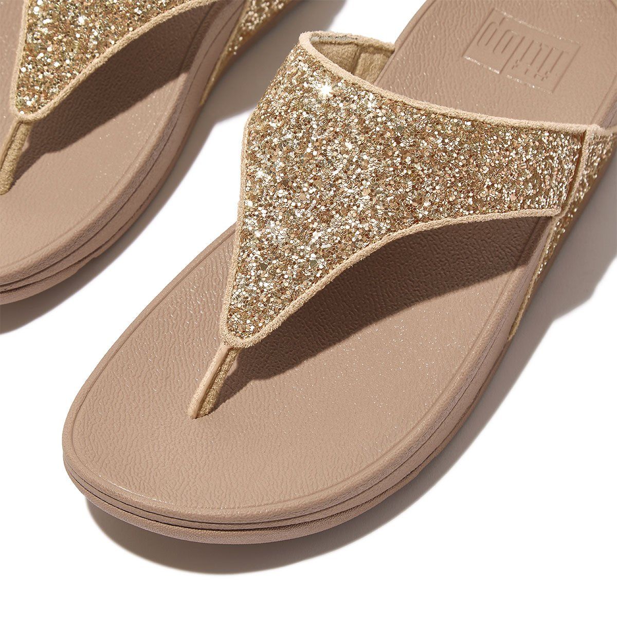 FitFlop Lulu Glitter Toe-Thong Sandals Latte Beige