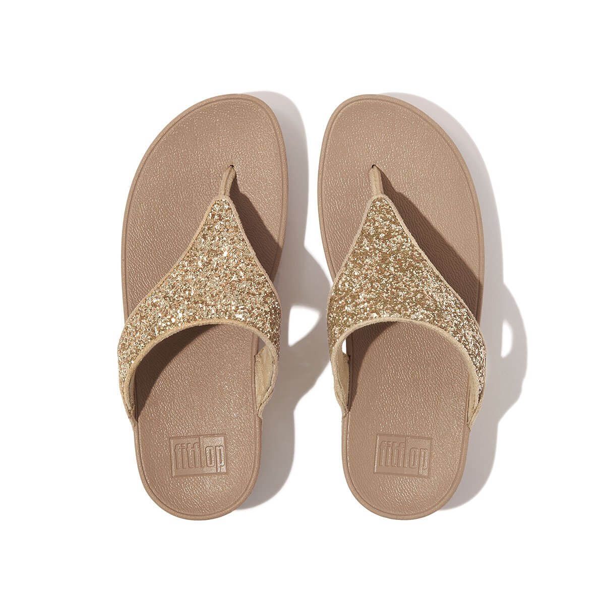 FitFlop Lulu Glitter Toe-Thong Sandals Latte Beige