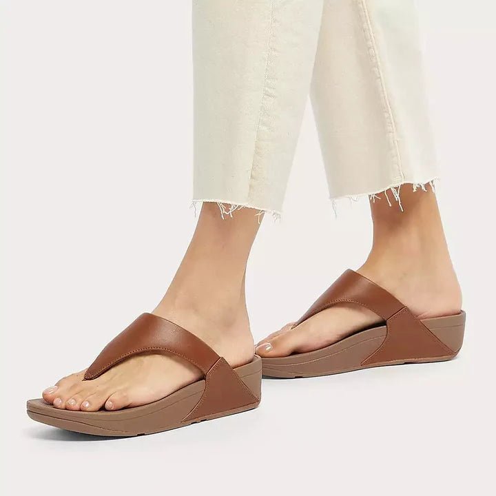FitFlop Lulu Leather Toe - Post Sandals Light Tan - Shopping4Africa