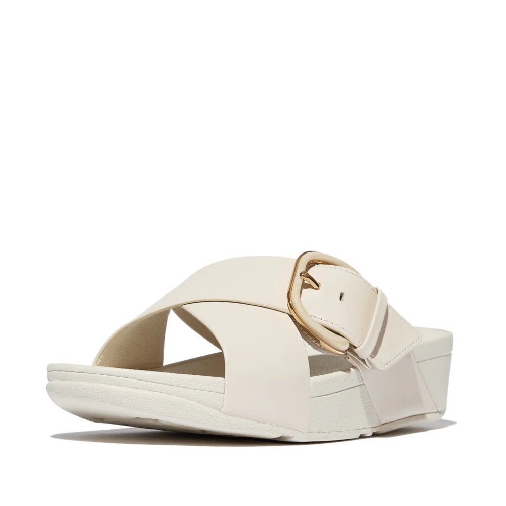 FitFlop LULU Resin - Buckle Leather Cross Slides Paris Beige - Shopping4Africa