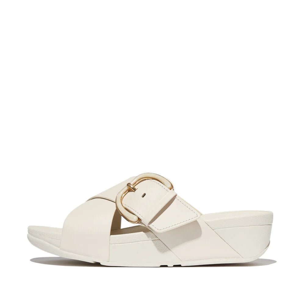FitFlop LULU Resin - Buckle Leather Cross Slides Paris Beige - Shopping4Africa