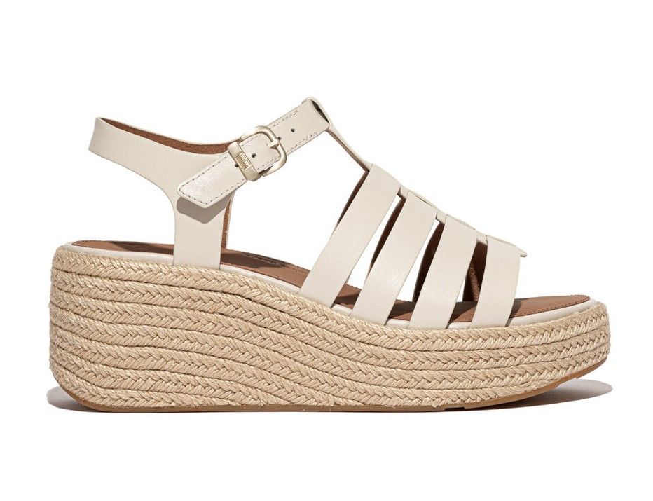 FitFlop Platforms Espadrille Leather Fisherman Wedge Sandals Paris Beige - Shopping4Africa