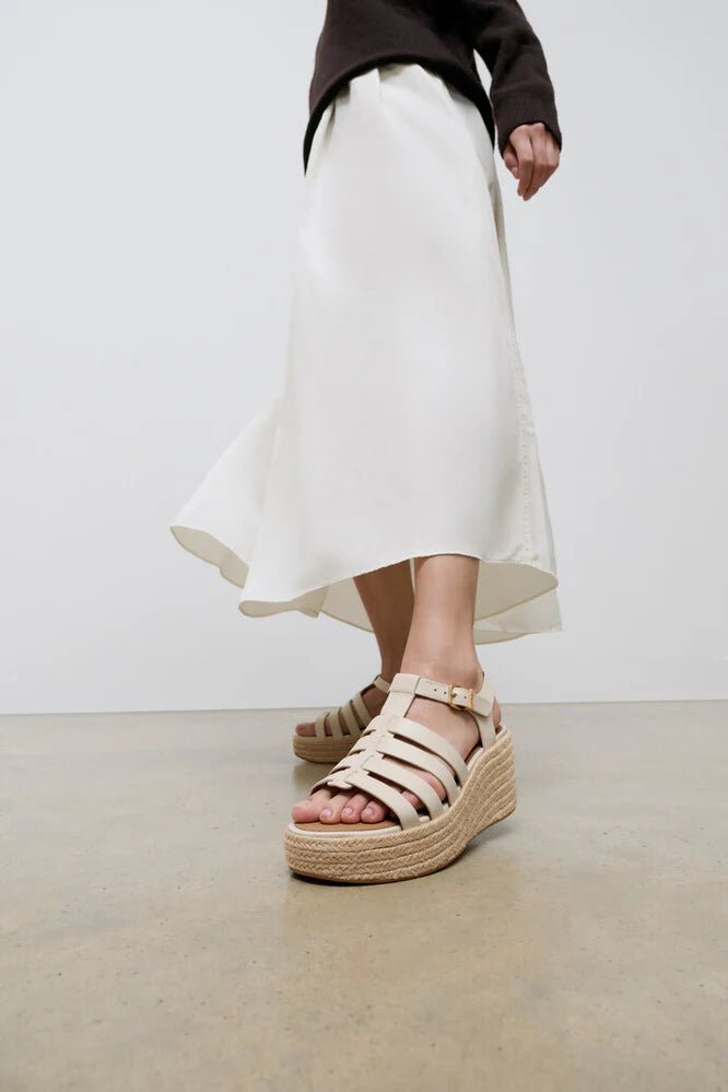 FitFlop Platforms Espadrille Leather Fisherman Wedge Sandals Paris Beige - Shopping4Africa