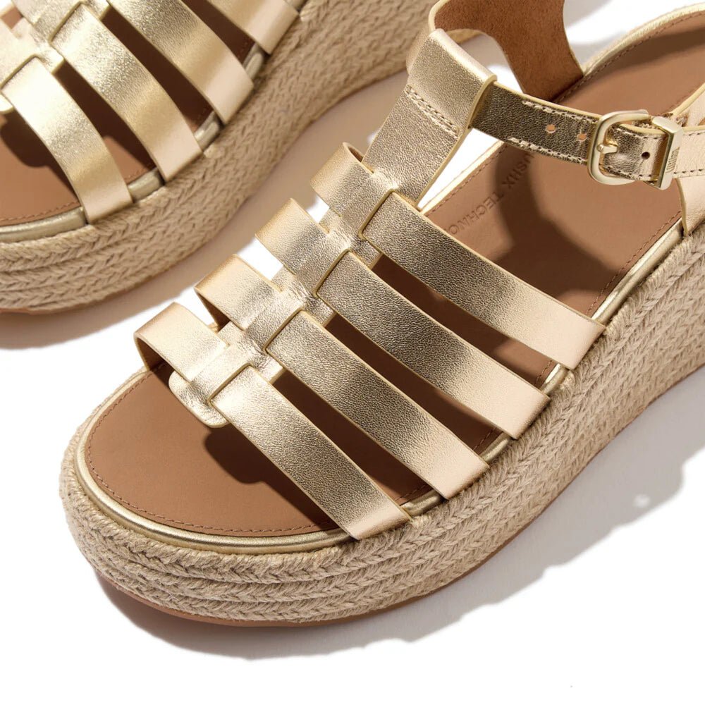 FitFlop Platforms Espadrille Leather Fisherman Wedge Sandals Platino - Shopping4Africa