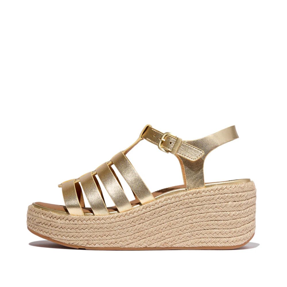FitFlop Platforms Espadrille Leather Fisherman Wedge Sandals Platino - Shopping4Africa