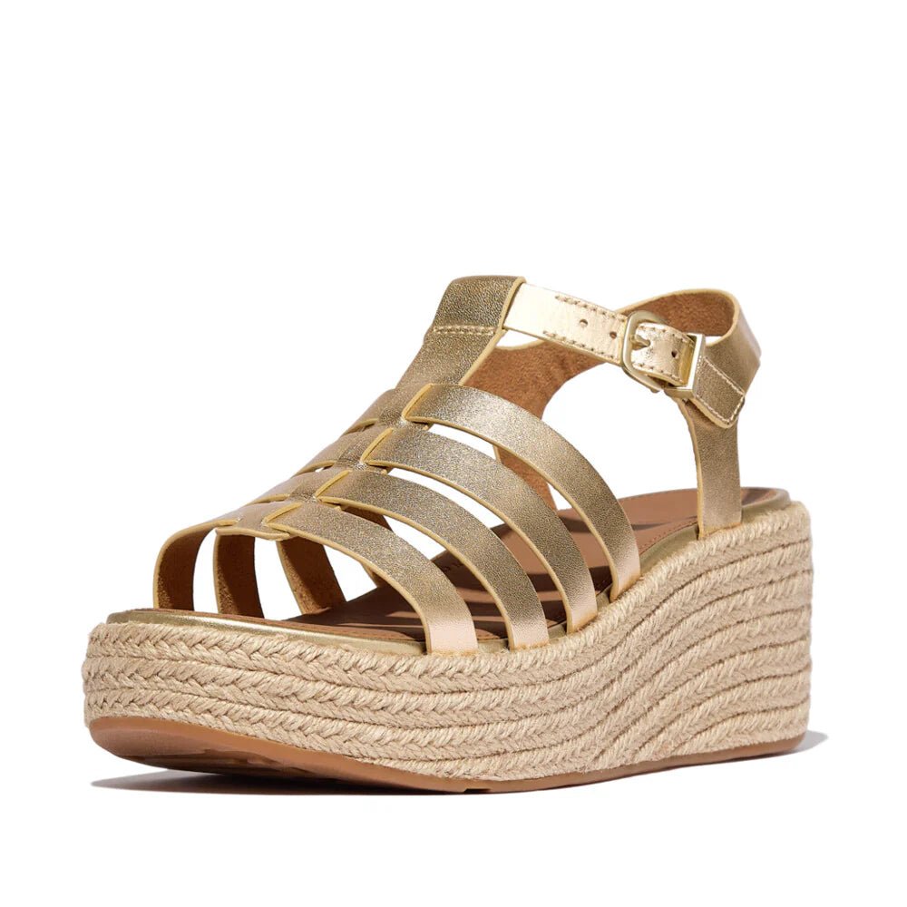 FitFlop Platforms Espadrille Leather Fisherman Wedge Sandals Platino - Shopping4Africa