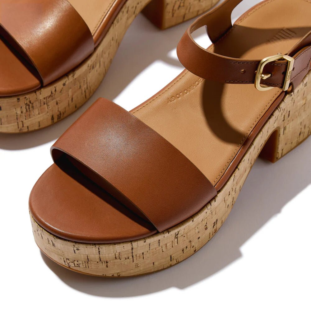 FitFlop Platforms LeatherCork Heeled Ankle - Strap Sandals Deep Tan - Shopping4Africa