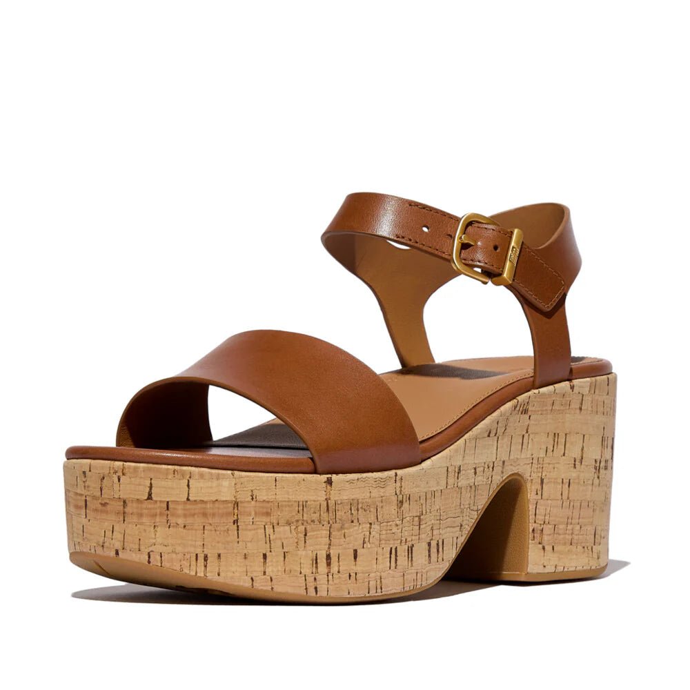 FitFlop Platforms LeatherCork Heeled Ankle - Strap Sandals Deep Tan - Shopping4Africa