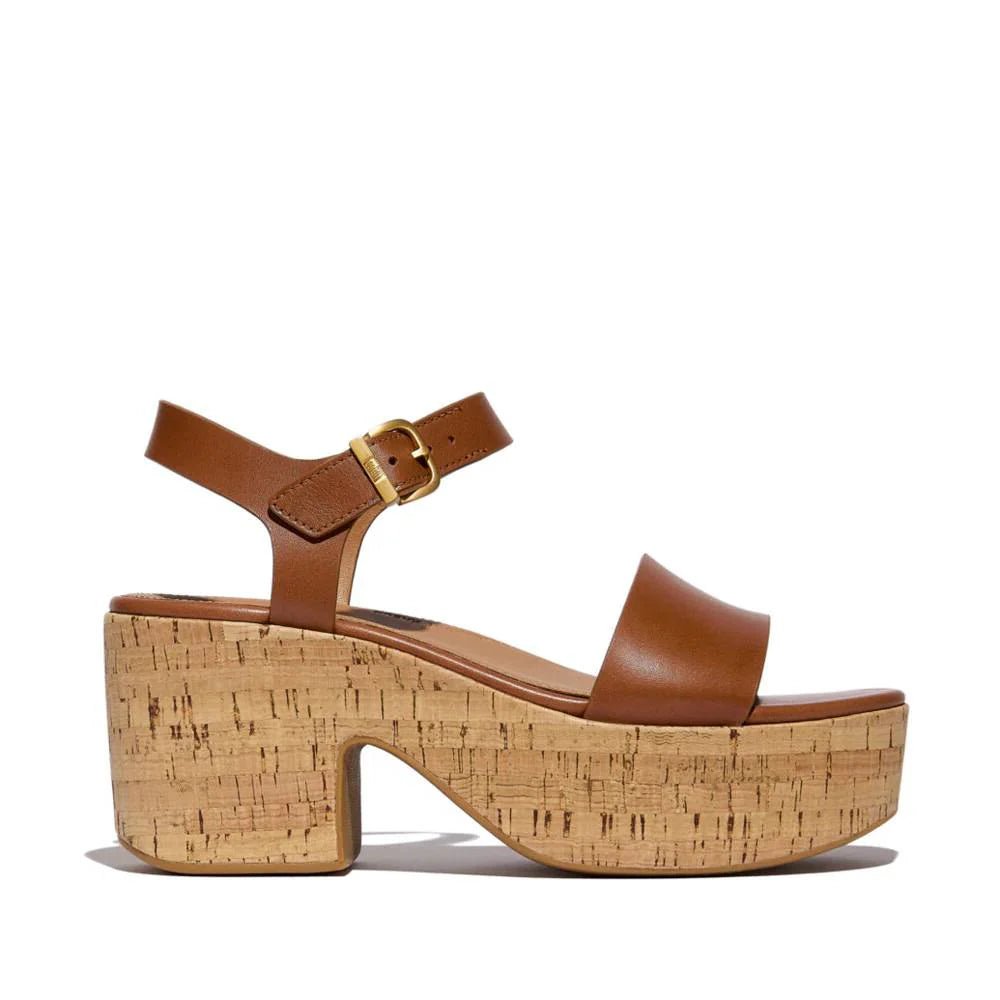 FitFlop Platforms LeatherCork Heeled Ankle - Strap Sandals Deep Tan - Shopping4Africa