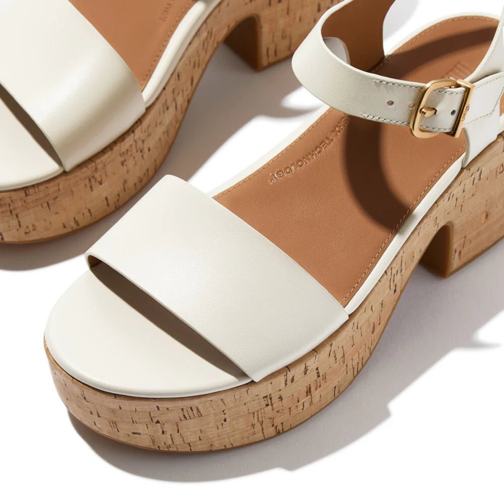 FitFlop Platforms Leather/Cork Heeled Ankle - Strap Sandals Paris Beige - Shopping4Africa