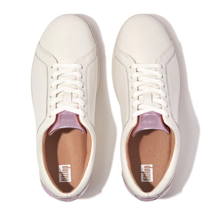 FitFlop RALLY Metallic - Backtab Leather Sneakers Urban White/Wild Lilac - Shopping4Africa