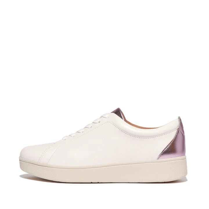 FitFlop RALLY Metallic - Backtab Leather Sneakers Urban White/Wild Lilac - Shopping4Africa