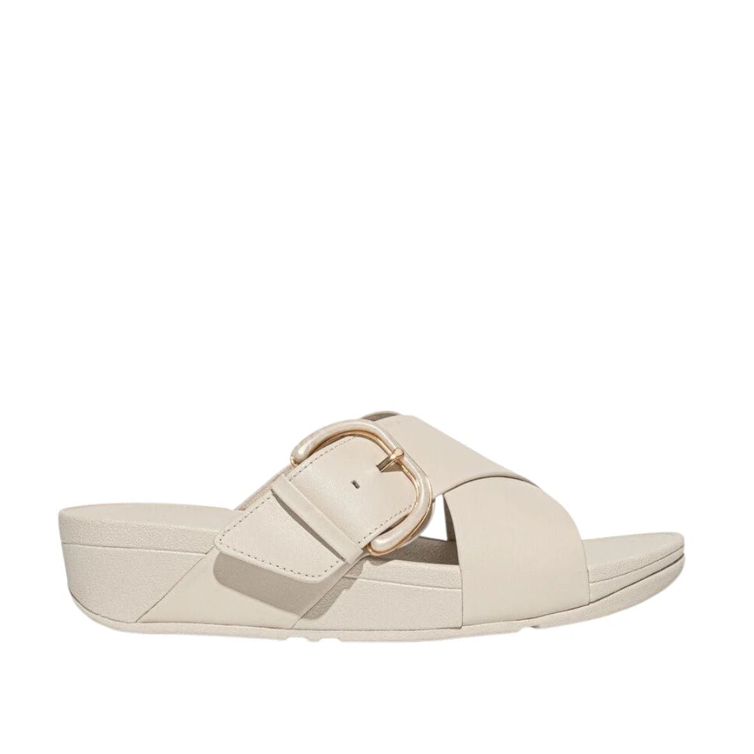 FitFlop - Resin - Buckle Leather Cross Slides Paris Beige - Shopping4Africa