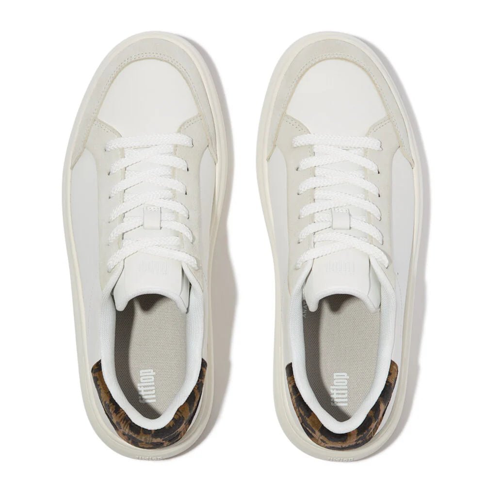 FitFlop RTG Leopard back Leather/Suede Sneaker Urban White - Shopping4Africa