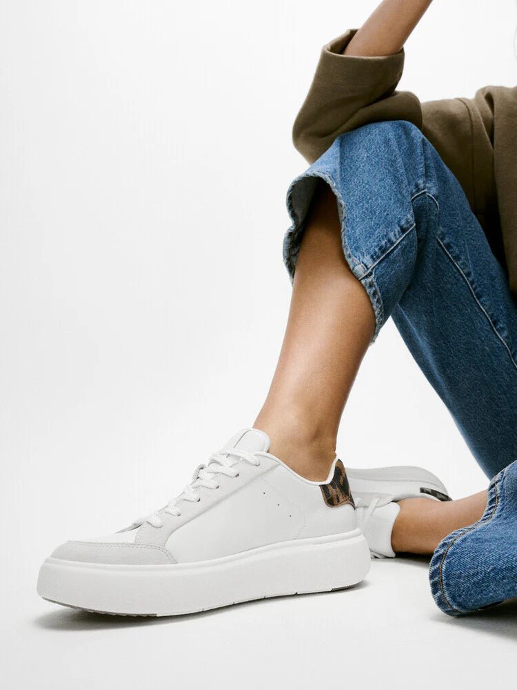 FitFlop RTG Leopard back Leather/Suede Sneaker Urban White - Shopping4Africa