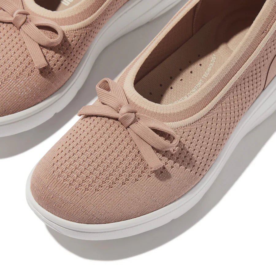 FitFlop - Super - Q Bow Knit Ballet Flats Beige Buff/Rose Gold - Shopping4Africa